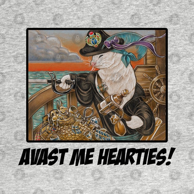 Ferret Pirate and Egyptian Treasure - Avast Me Hearties - Black Outlined Version by Nat Ewert Art